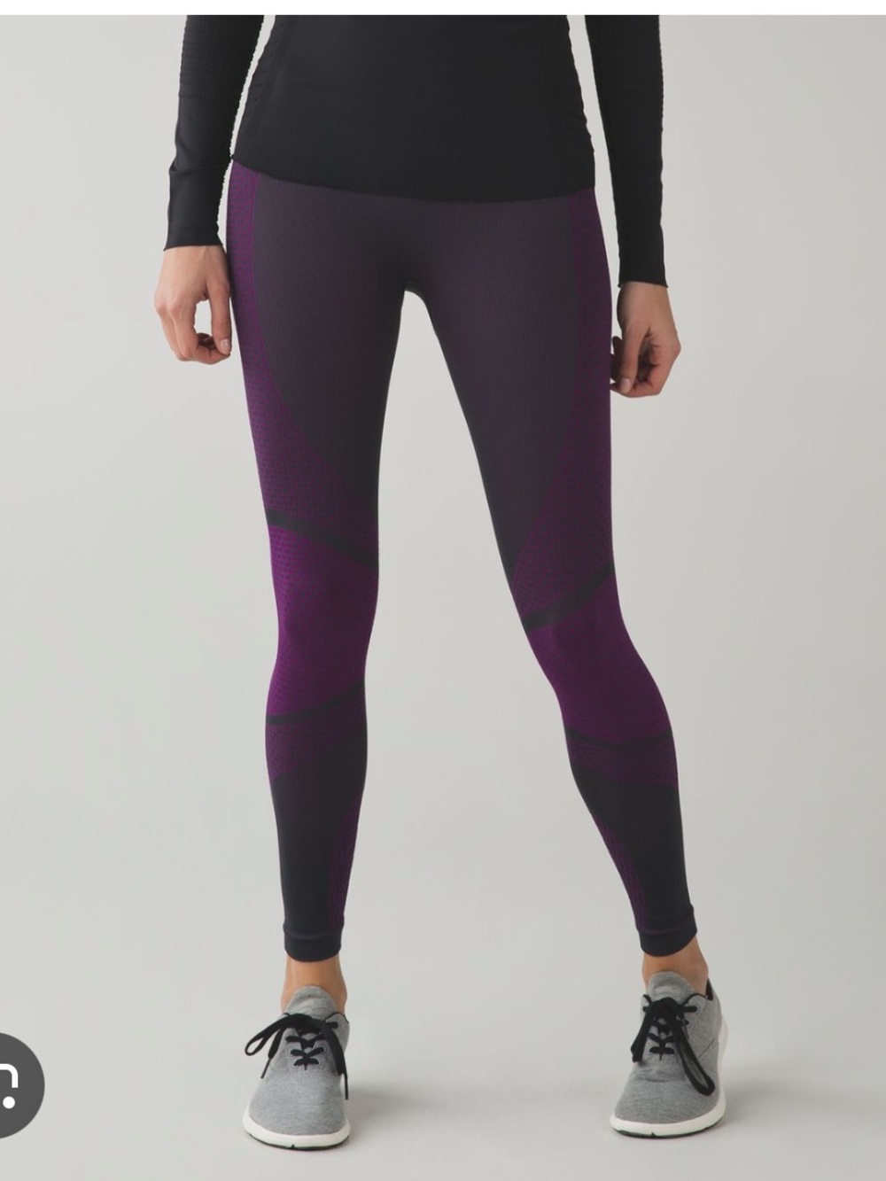 Lululemon About That Base Tight Black Gray Violet Size 8